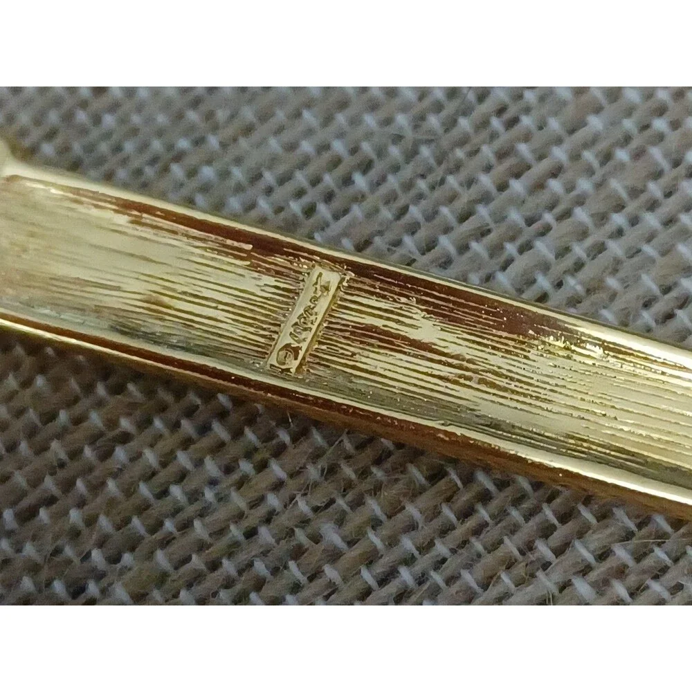 MONET Crystal Pearl Rhinestone Arrow Lapel Bar Pin Brooch